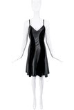 Armani Black Leather & Suede Swirl Mini Dress