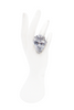 Armen Ra Silver XL CZ Tear Drop Silver Oversized Power Ring