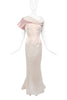Versace Atelier Haute Couture Ivory Pink Silk Satin Draped Neckline Dress Gown