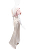 Versace Atelier Haute Couture Ivory Pink Silk Satin Draped Neckline Dress Gown