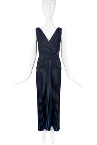 Loris Azzaro Black Pleated Hourglass Old Hollywood Gown