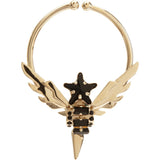 Givenchy Gold Black Rhinestone Star Winged Septum Nose Ring