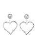 Alessandra Rich Silver Oversized Heart Shaped Rhinestone Pearl Earrings