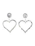 Alessandra Rich Silver Oversized Heart Shaped Rhinestone Pearl Earrings
