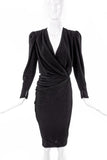 Balenciaga Black Silk Crepe Dress with Waist Ruche Details