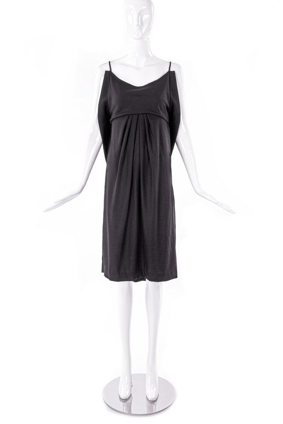Balenciaga Black Plunging Drape Dress with Corset