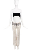 Balenciaga by Nicolas Ghesquière Baroque Print Lace Applicate Ivory Pants Spring 2006