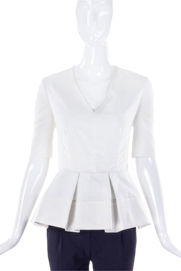 Balenciaga White Peplum Ballerina Top Resort 2016 - BOUTIQUE PURCHASE PRICE