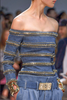 Balmain Blue Denim Gold Chain Corset Off The Shoulder Top Spring Summer 2014 Runway
