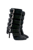 Balmain x Giuseppe Zanotti Black Suede Multi Buckle Heel Boot Shoe FW2009