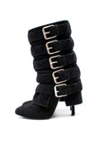 Balmain x Giuseppe Zanotti Black Suede Multi Buckle Heel Boot Shoe FW2009