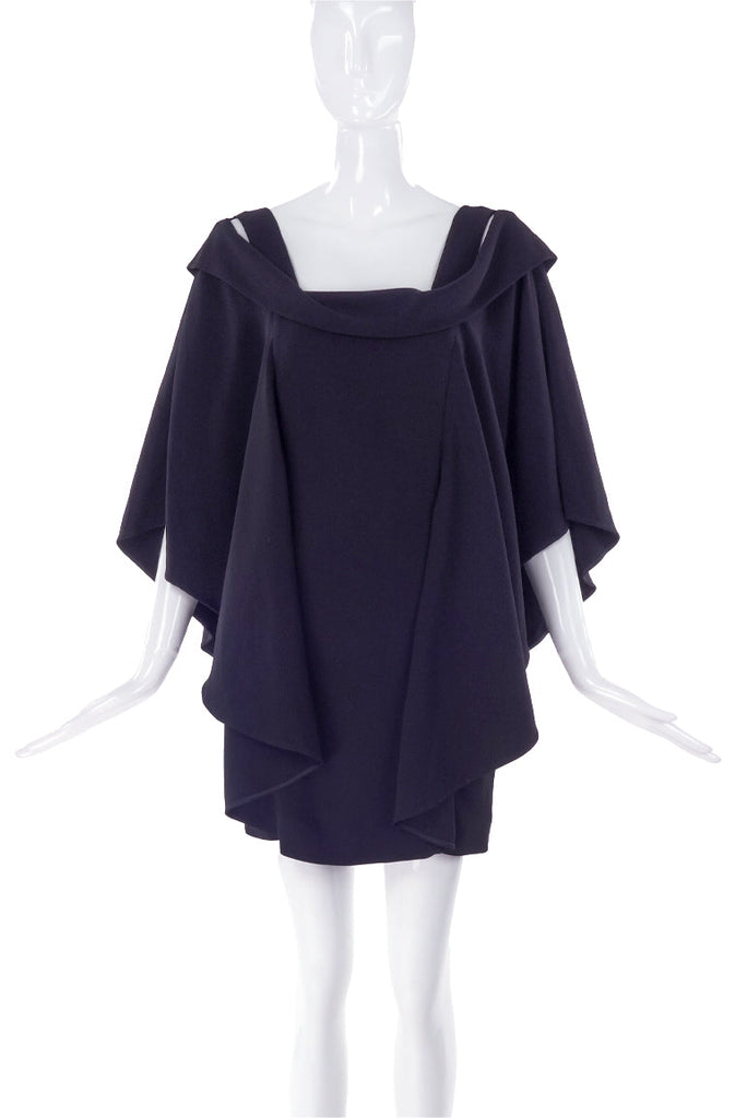 Antonio Berardi Black Draped Shoulder Slit Mini Cocoon Dress - BOUTIQUE PURCHASE PRICE