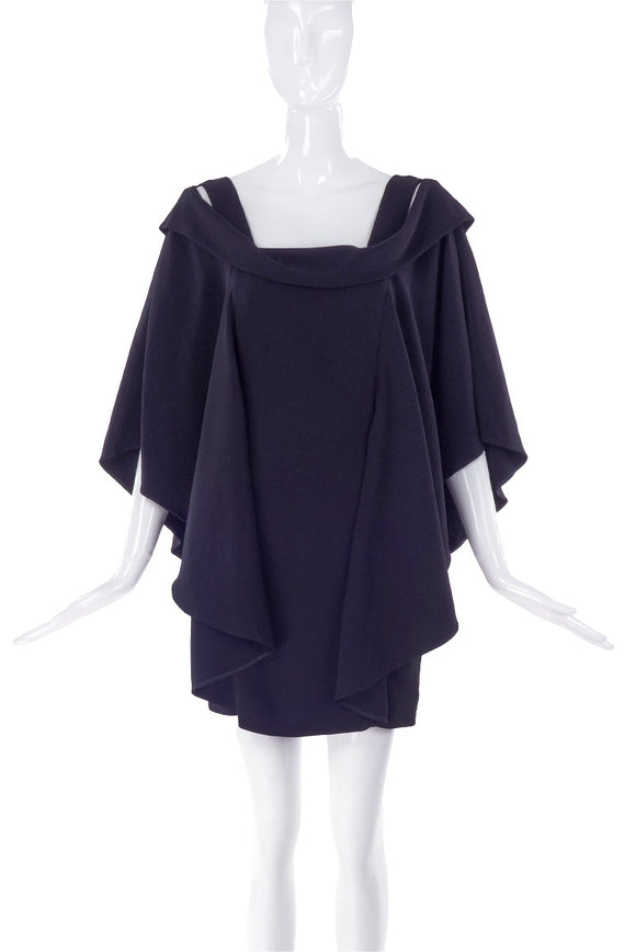 Antonio Berardi Black Draped Shoulder Slit Mini Cocoon Dress - BOUTIQUE PURCHASE PRICE