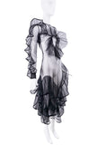 Vintage Black Sheer Ruffle Gown