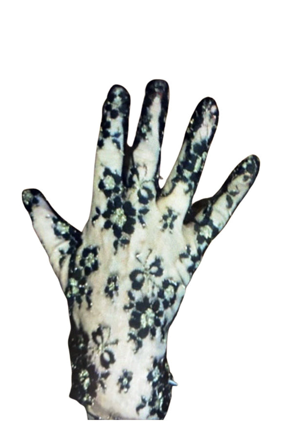 Vintage Black Gold Lace Gloves #