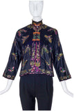 Vintage Chinoiserie Silk Jacket with Exquisite Butterfly Embroidery Circa 1930's