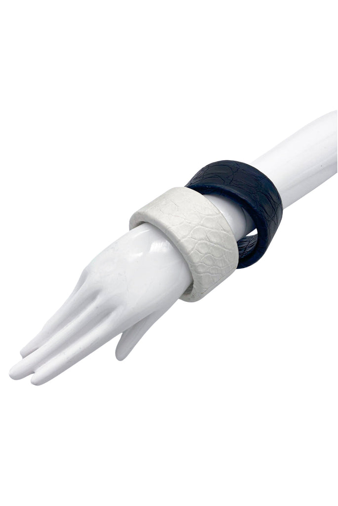 Bottega Venetta Crocodile Embossed Leather Bracelets