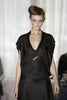 Boudicca Black Silk Jersey Draped Dress with Leather Belt Lace Apron FW2005