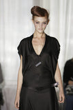 Boudicca Black Silk Jersey Draped Dress with Leather Belt Lace Apron FW2005
