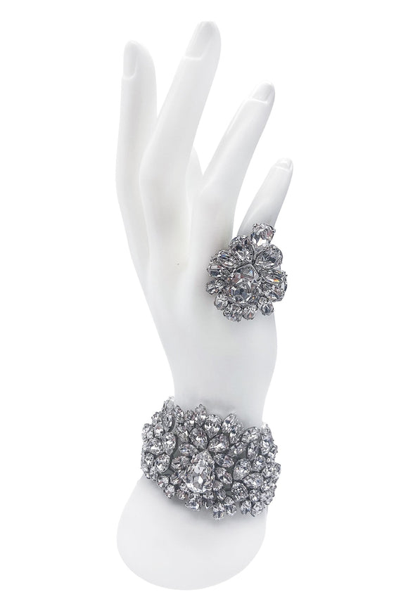 Christian Dior by John Galliano Silver Crystal Bracelet with matching Ring