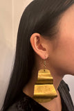 Vintage Bronze Gold Modernist Polly Maggoo Wave Metal Earrings