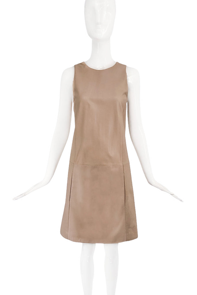 Brunello Cucinelli Tan Leather Shift Dress