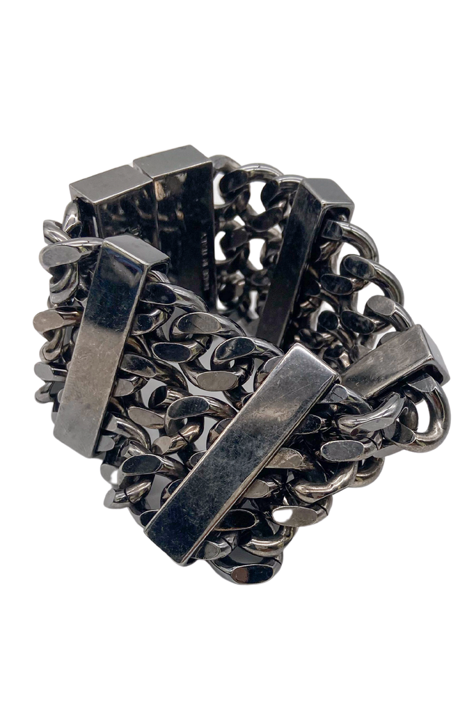 Burberry Gunmetal Triple Chain Bar Wide Bracelet