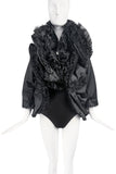 Comme des Garcons Black Satin Ruffle Tulle Couture Cape Jacket