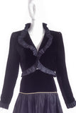 Yves Saint Laurent Black Velvet Cropped Ruffle Jacket - BOUTIQUE PURCHASE PRICE