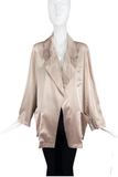 Calvin Klein Taupe Champagne Silk Vintage 80's Jacket Blouse Shirt