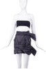 Carmen March Black Crinkled Silk - "Trash Bag" Nylon Fabric - Double Belted Mini Skirt