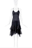 Roberto Cavalli Black Silk Slip Chiffon Ruffle Dress
