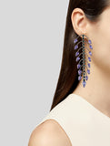 Roberto Cavalli Fishbone Earrings Green and Purple Crystals with Gunmetal