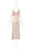 Roberto Cavalli Nude Blush Pink Gradation Leather Straps Silk Slip Dress Gown 2002