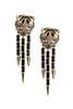 Roberto Cavalli Black Tiger Gem Stone Fringe Earrings