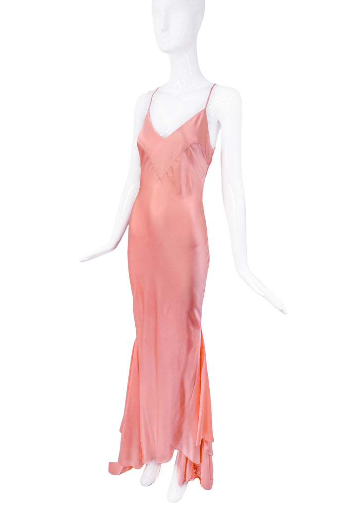 Roberto Cavalli Salmon Pink Silk Slip Dress Gown Runway Spring 2004
