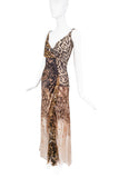 Roberto Cavalli Leopard Silk Ruffle Old Hollywood Slip Dress Gown Reversible (Copy)