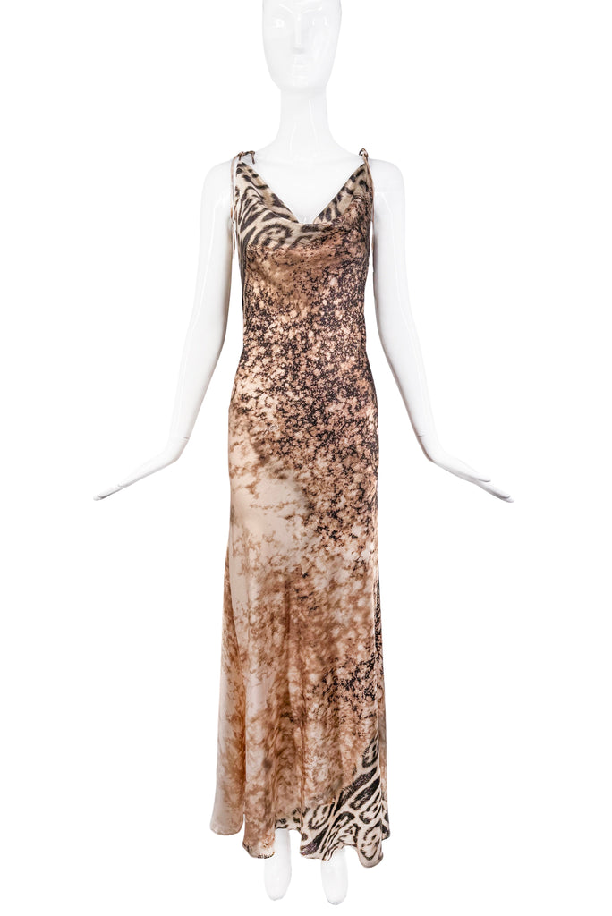 Roberto Cavalli Leopard Silk Ruffle Old Hollywood Slip Dress Gown Reversible (Copy)