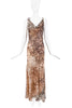 Roberto Cavalli Leopard Silk Ruffle Old Hollywood Slip Dress Gown Reversible