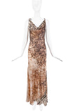 Roberto Cavalli Leopard Silk Ruffle Old Hollywood Slip Dress Gown Reversible