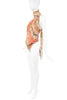 Roberto Cavalli Pink Orange Rose Creme Diamond Print Asymmetric Wrap Neck Body Suit Top