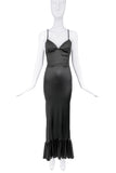 Roberto Cavalli Black Silk Stretch Fish Tail Slip Dress Gown With Corset