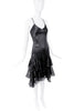 Roberto Cavalli Black Silk Slip Chiffon Ruffle Dress