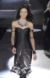 Roberto Cavalli Black Ruched Corset Zebra Print Fit and Flare Dress Runway Fall 2003