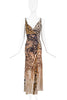 Roberto Cavalli Leopard Silk Ruffle Old Hollywood Slip Dress Gown Reversible