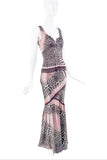 Roberto Cavalli Pink & Brown Giraffe Print Silk Top 2003/2004