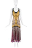Roberto Cavalli Gold and Black Snake Print Accordian Pleat Dress