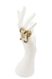 Roberto Cavalli Gold Rock Crystal Encrusted Claw Cocktail Ring 2003