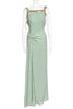 Roberto Cavalli Seafoam Green Mint Joan Crawford Gold Beaded Gown Dress