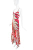 Roberto Cavalli Red Pink White Diamond Print Ruffle Silk Slip Dress Gown Spring 2004